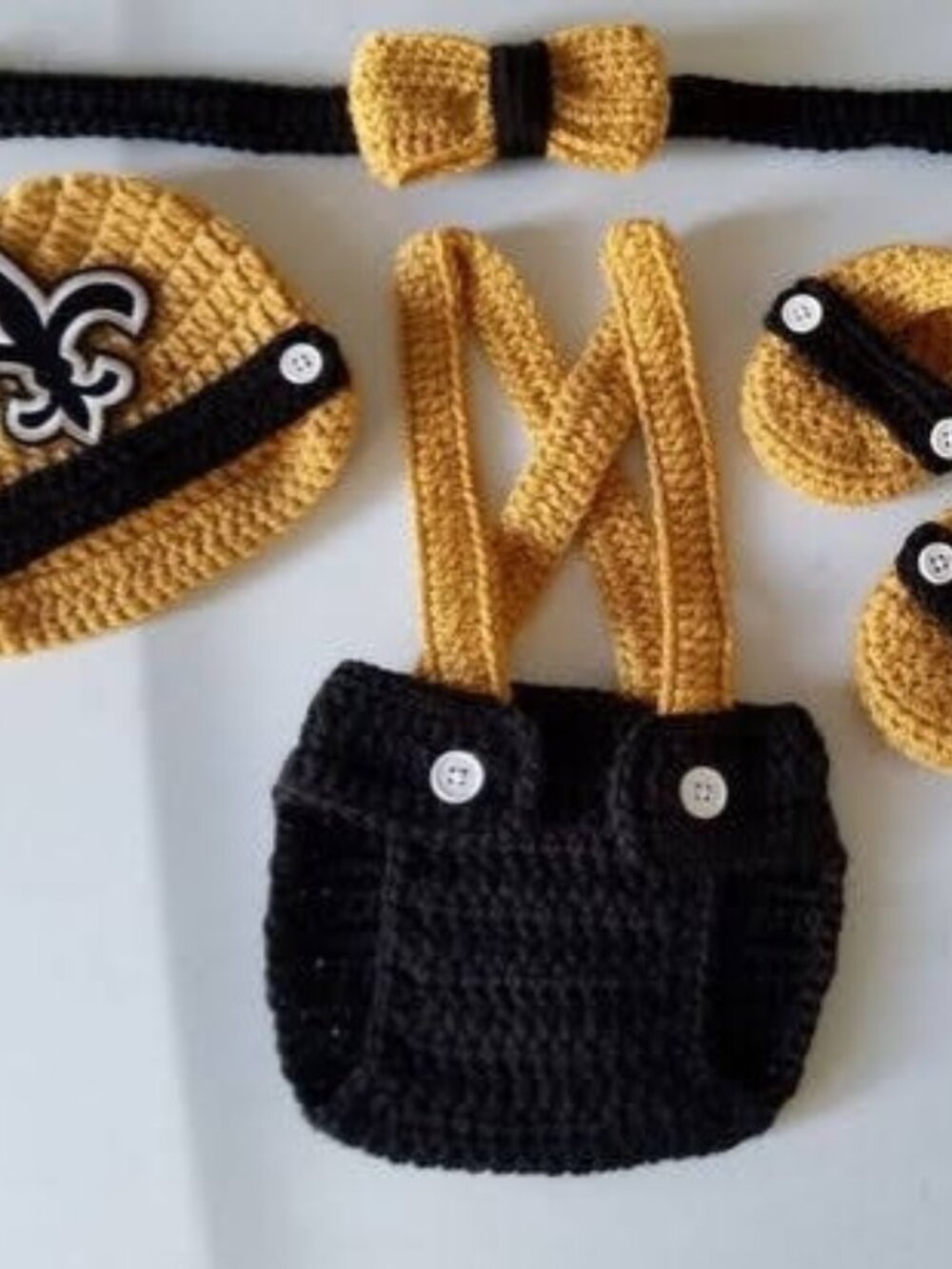 Crochet Baby Boy New Orleans Saints Football Inspired Outfit Photo Prop